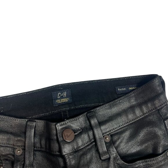 Citizens of Humanity Rocket Slick High Rise Skinny Jeans Sz 24 Black Leatherette - Picture 7 of 11